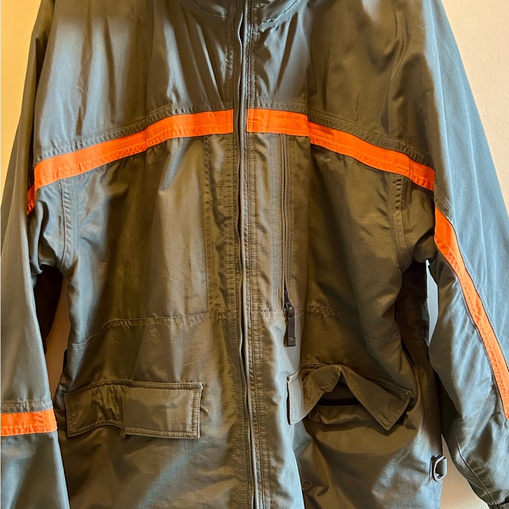 Ego Men’s Size XL Windbreaker Gray Windbreaker with Orange Striping